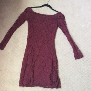Red lace form fitting dress
